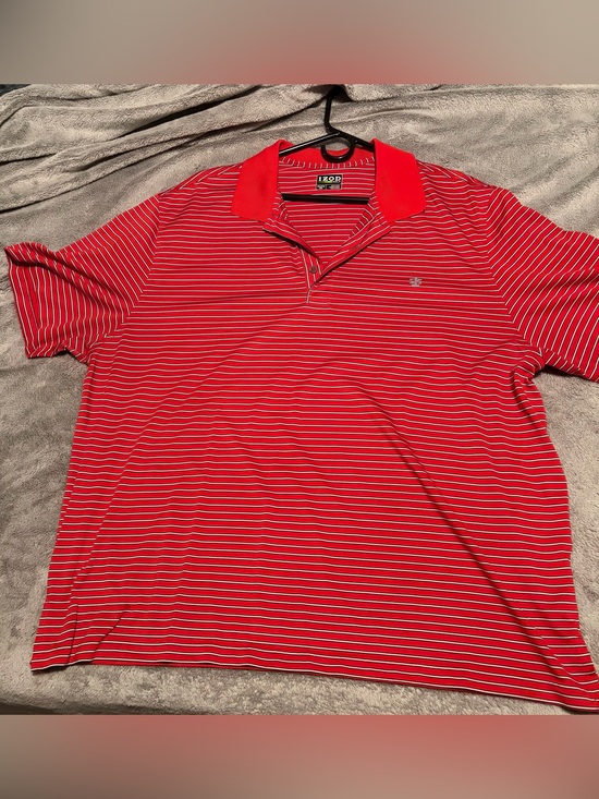 Izod Other - Izod Red and White Thin-Striped Polo